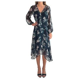 Max Mara Studio Seidenkleid blau mit Blumenmuster