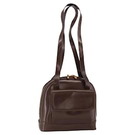 Borsa Tote Bamboo GUCCI Pelle lucida Marrone Oro Auth bs34270