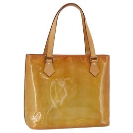 LOUIS VUITTON Bolso de Mano Monogram Vernis Houston Beige M91004 LV Auth hk3629