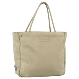 PRADA Borsa a mano in nylon beige argento Auth YKZ988