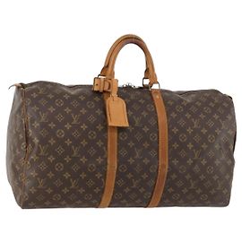 LOUIS VUITTON Monogram Keepall 55 Boston Bag M41424 LV Auth BSZ585