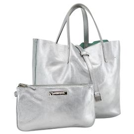 Autre Marque Bolso tote reversible de cuero plateado Auth YKZ1080 de TIFFANY&Co.