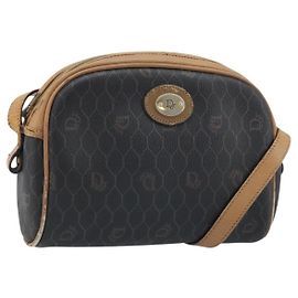 Borsa a Spalla in Tela Honeycomb PVC Nera e Dorata Auth AMZ067 Christian Dior