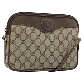 Gucci Borsa a Spalla GG Supreme PVC Beige Oro Auth AMZ497