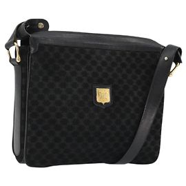 Céline CELINE Macadam Canvas Shoulder Bag Suede Black Gold Auth YKZ1464