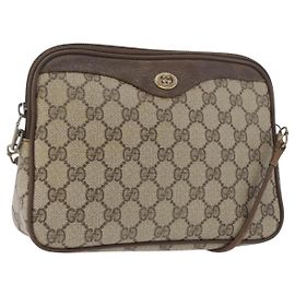 Gucci Borsa a Spalla GG Supreme PVC Beige Oro 89 02 068 Auth YKZ782