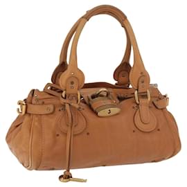 Bolso de mano Chloe Paddington de cuero marrón plata oro Auth am11277A - Chloé