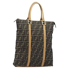 FENDI Zucca Canvas Tote Bag Schwarz Braun Auth YKZ349