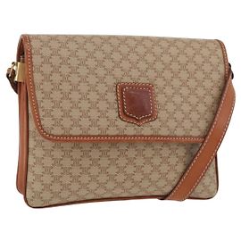 Céline Borsa a Spalla in Tela Macadam CELINE PVC Beige Oro Auth YKZ1076