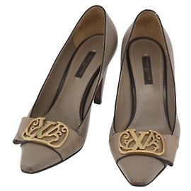 LOUIS VUITTON Absatzschuhe aus Leder 35 1/2 Beige LV Auth 174620A