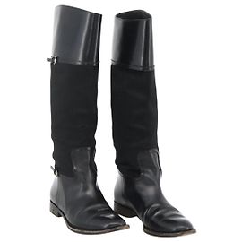Botas Largas GUCCI Piel de Ternera No Nacida 34 1/2 C Negro Auth 174616A