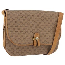 GUCCI Micro GG Supreme Schultertasche PVC Beige Gold 001 406 1780 Auth BAZ693