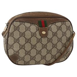 Borsa Sherry Line GG Supreme Web di GUCCI in PVC Beige e Oro 89 02 066 Auth hk3624