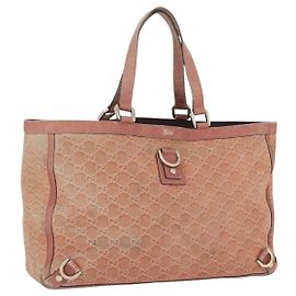 GUCCI GG Canvas Abbey Tote Bag Wildleder Rosa Gold 141472 Auth YKZ110