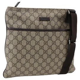 Borsa a Spalla GG Supreme in PVC Beige e Argento di GUCCI 141626 Auth ka3675
