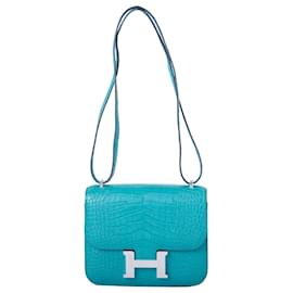 Hermès Constance 18 Turquoise (T9) Matte Alligator – Palladium Hardware