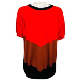 Maglione in cotone lavorato a maglia colorblock rosso / marrone / nero Plan C