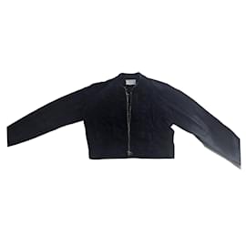 Sandro Lederjacke Marineblau