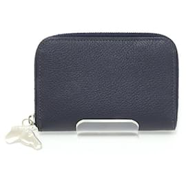 Carteira de Cartões Hermès Zip Ango Cheval em Azul Nuit