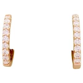 Paio di piccoli orecchini a cerchio in oro rosa, diamanti. - Autre Marque