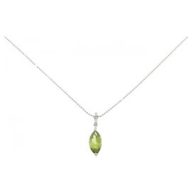 Autre Marque Halskette aus Weißgold Au750 mit Peridot und Diamanten