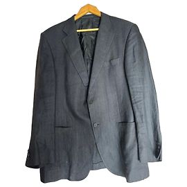 Burberry Herrenblazer aus Leinen in grauem Fischgrätmuster