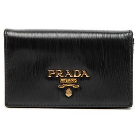 Porta-moedas de couro preto Prada