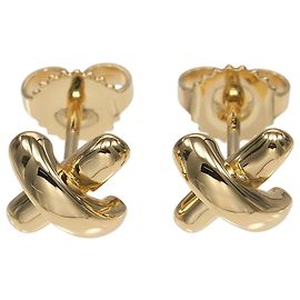 Orecchini a perno in oro giallo 18K con cucitura a croce Tiffany & Co.