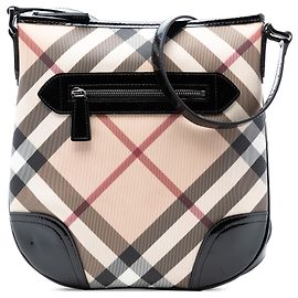 Borsa a tracolla Dryden in tela rivestita a quadri Supernova beige di Burberry