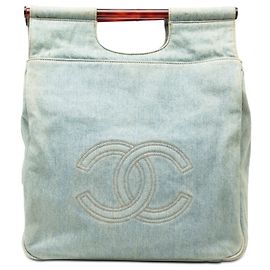 Chanel Blue CC Denim Schildkrötenhandtasche