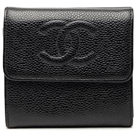 Portafoglio Trifold Caviar Nero CC di Chanel