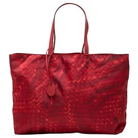 Borsa Tote Intrecciolusion in nylon rosso Bottega Veneta