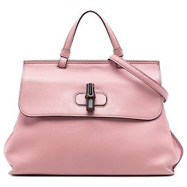 Borsa Gucci Pink Medium Calfskin Bamboo Daily
