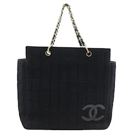 Borsa Tote in Jersey Nero con Catena Chanel