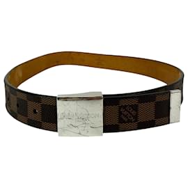 Herren-Gürtel Louis Vuitton LV Inventeur in braunem Damier Ébène 75/30
