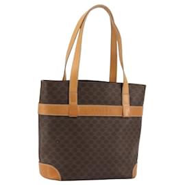Céline Borsa tote in tela Macadam CELINE in pelle PVC marrone oro Auth INZ034A