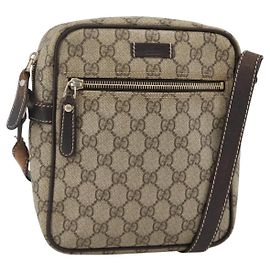 Gucci Borsa a spalla GG Supreme PVC Beige Oro 233268 Auth BAZ504