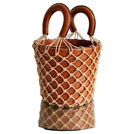 Borsa a secchiello Staud Moreau Macramè in pelle marrone