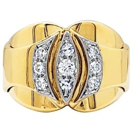 Anello vintage, in due toni d'oro e diamanti. - Autre Marque