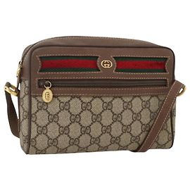 Borsa Sherry Line GG Supreme Web di GUCCI in PVC beige e oro 001 50 6655 Auth 174210