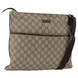 Borsa a Spalla GG Supreme in PVC Beige Argento di GUCCI 141198 Auth YKZ124