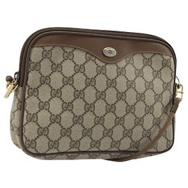 Gucci Borsa a Spalla GG Supreme PVC Beige Oro 97 02 068 Auth AMZ005