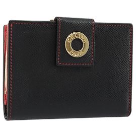 Portafoglio Compatto CÉLINE Circle in Pelle Nera e Oro Auth YKZ1057A