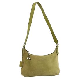 BALLY Borsa a Spalla Camoscio Verde Argento Auth 174837