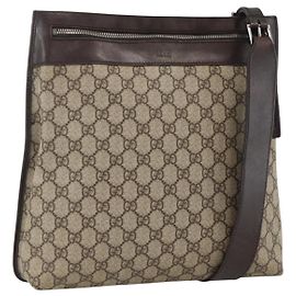 Gucci Borsa a Spalla GG Supreme PVC Beige Argento 92560 Auth ka3837