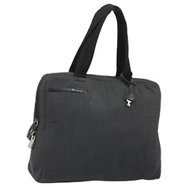 PRADA Borsa a Mano in Tela Argento Nero Auth 174853