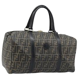 FENDI Zucca Canvas Boston Tasche PVC Schwarz Braun Auth BSZ549
