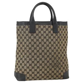 Bolsa de mão em canvas GG Gucci Bege Marinho 002 1121 Auth 174393