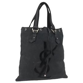 SAINT LAURENT Borsa Tote Kahala Canvas Bianco Argento 121631 Auth YKZ178