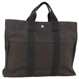 Hermès HERMES Bolso de Mano Her Line MM de Lona Gris Auth YKZ1100